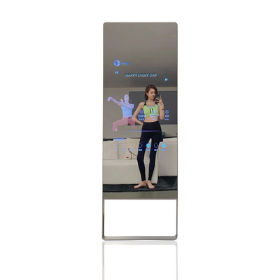 Màn hình điều khiển cảm ứng thông minh LCD Đèn đứng Gương tập luyện di động cho thể hình